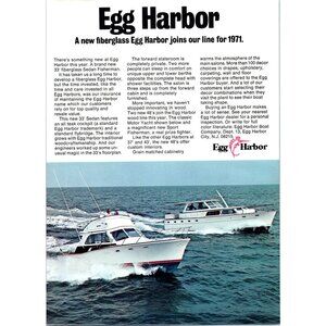 1971 Egg Harbor 48' Motor Yacht and Sport Fisherman Vintage Print Ad Wall Art